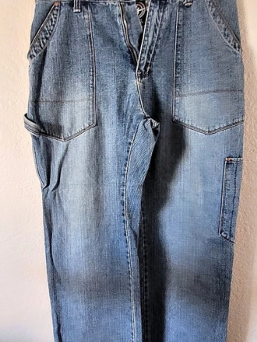 D.I.P. Cargo Jeans. Vintage Men's Blue Waist 34/33